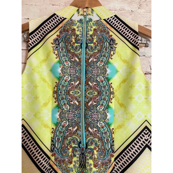 Melissa Paige Dress Womens Medium Sheath Pastel Mixed Print High Neck Stretch - Picture 15 of 16